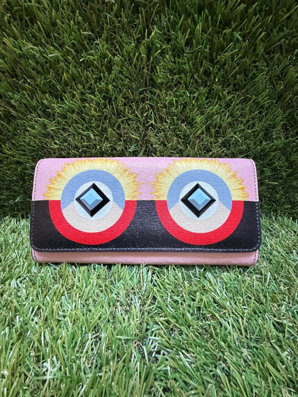 Fendi Pink Leather Monster Eyes Continental